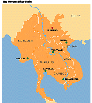 where is the mekong river located on a map